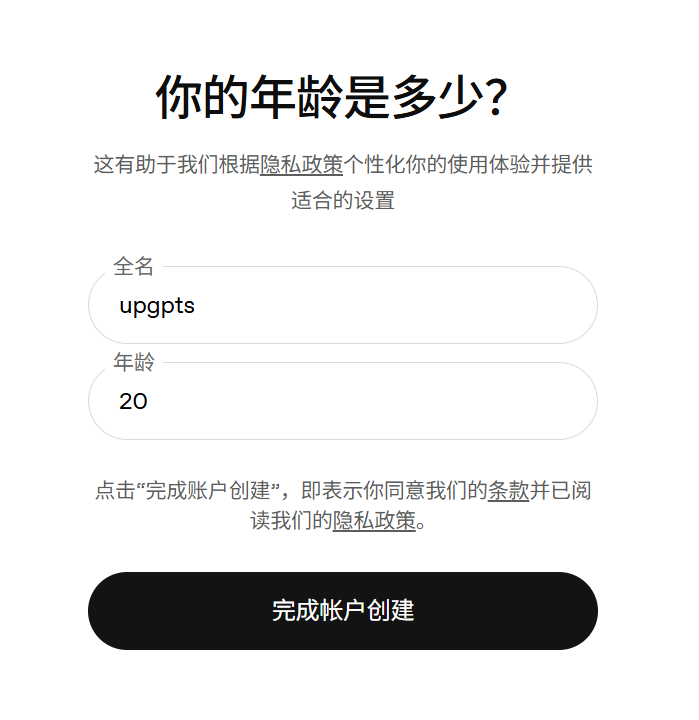 输入 OpenAI 邮箱验证码完成账号注册验证的页面