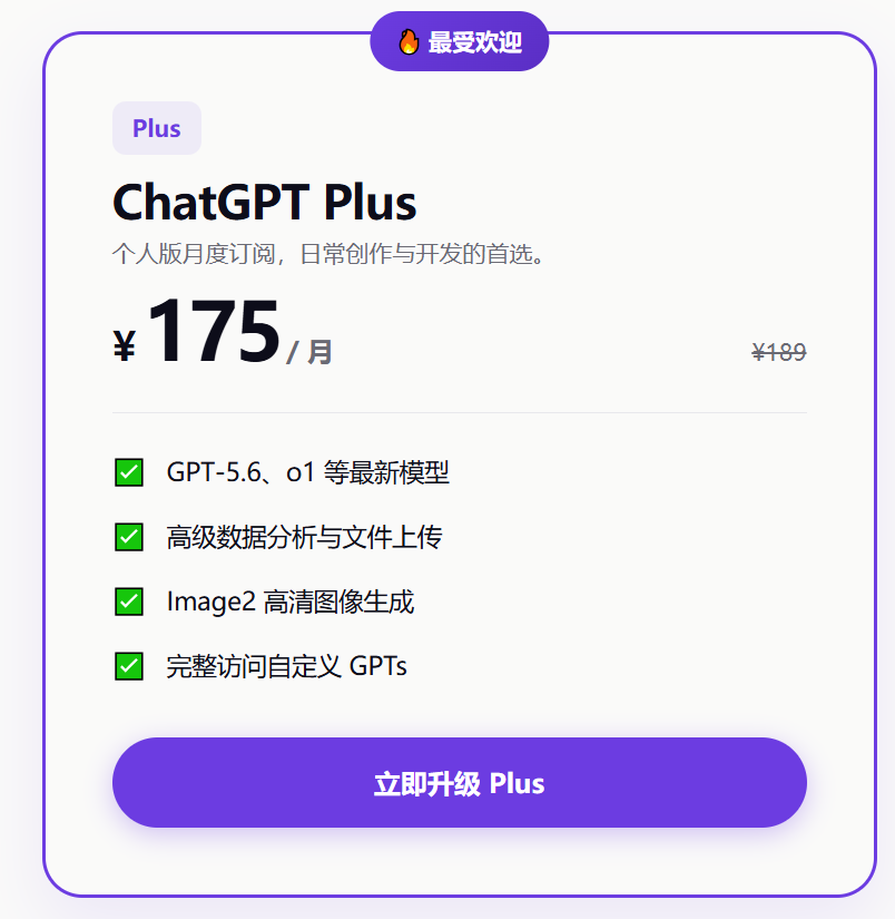 ChatGPT Plus 套餐代充示意