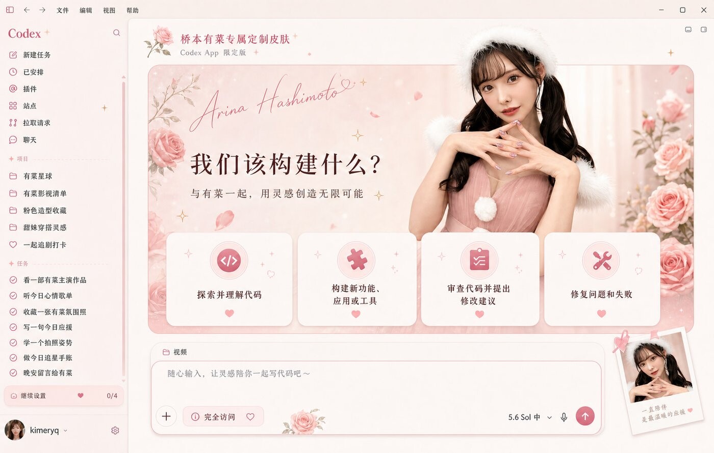 Codex 换肤应用后的主题风格示例图