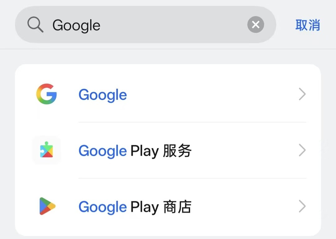 确认 Google 服务已启用的应用信息页